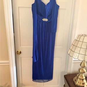 dressbarn Royal Blue Sleeveless Maxi Dress with Waist Embellishment